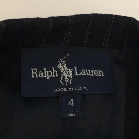 Ralph Lauren pinstriped blazer navy wool blend 4 - Picture 6 of 8